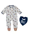 Wear By Erin Andrews Baby Boys And Girls Newborn 3-piece Dallas Cowboys Sleep And Play Full-zip Sleeper Bib Set In White