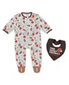 Wear By Erin Andrews Baby Boys And Girls Newborn Cleveland Browns Sleep And Play Full-zip Sleeper Bib Set In Gray