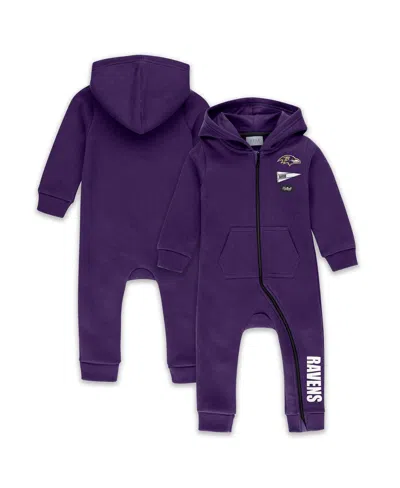 Wear By Erin Andrews Baby Boys And Girls Newborn Purple Baltimore Ravens Hooded Fleece Full-zip Coverall