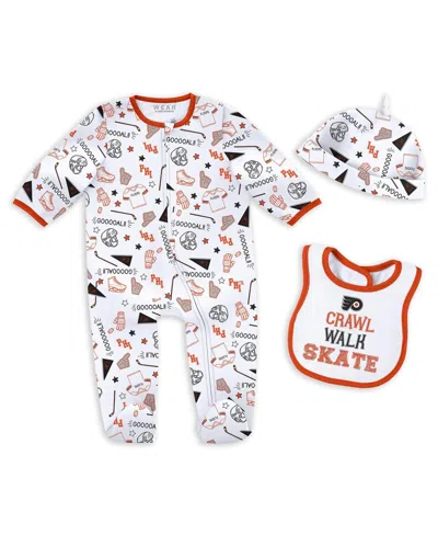 Wear By Erin Andrews Kids' Baby Boys And Girls Philadelphia Flyers Sleep And Play Sleeper With Bib Set In White