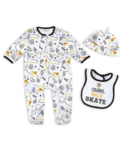 Wear By Erin Andrews Kids' Baby Boys And Girls Pittsburgh Penguins Sleep And Play Sleeper With Bib Set In White