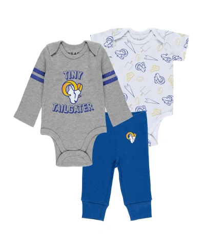 Wear By Erin Andrews Baby Boys And Girls  Gray, Royal, White Los Angeles Rams Three-piece Turn Me Aro In Gray,royal,white