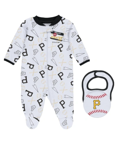 Wear By Erin Andrews Baby Boys And Girls  White Pittsburgh Pirates Sleep And Play Full-zip Footed Jum