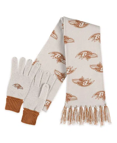 Wear By Erin Andrews Baltimore Ravens Tonal Scarf And Gloves Set In Tan