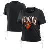 Wear By Erin Andrews Black Baltimore Orioles Side Lace-up Cropped T-shirt In Black