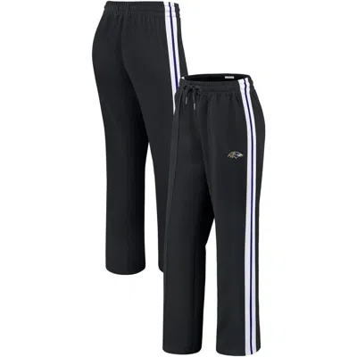 Wear By Erin Andrews Black Baltimore Ravens Color-block Straight Leg Pants In Animal Print