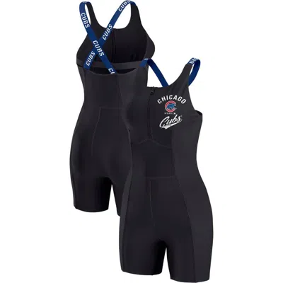 Wear By Erin Andrews Black Chicago Cubs Bodycon Quarter-zip Romper