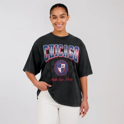 Wear By Erin Andrews Black Chicago Cubs Oversized Boyfriend T-shirt