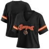 Wear By Erin Andrews Black Cincinnati Bengals Plus Size Color Block Boxy V-neck T-shirt In Black