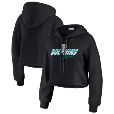 Wear By Erin Andrews Black Miami Dolphins Prime Cropped Pullover Hoodie