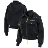 Wear By Erin Andrews Black Minnesota Vikings Patch Pocket Cropped Full-zip Bomber Jacket In Black