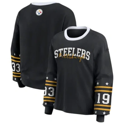 Wear By Erin Andrews Black Pittsburgh Steelers Plus Size Sport Long-sleeve T-shirt