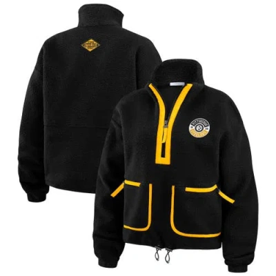 Wear By Erin Andrews Black Pittsburgh Steelers Polar Fleece Half-zip Jacket