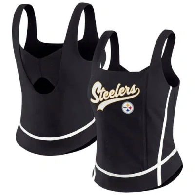 Wear By Erin Andrews Black Pittsburgh Steelers Square Neck Tank Top