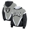 Wear By Erin Andrews Women's Black/silver Las Vegas Raiders Retro Crinkle Full-zip Hoodie Windbreaker In Multi