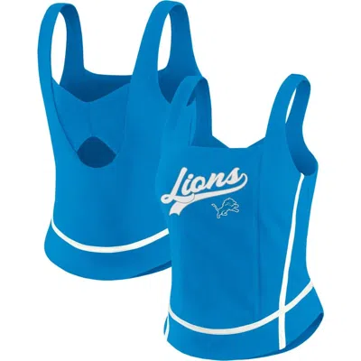 Wear By Erin Andrews Blue Detroit Lions Square Neck Tank Top