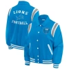 Wear By Erin Andrews Blue Detroit Lions Varsity Lightweight Full-snap Jacket In Blue