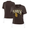 Wear By Erin Andrews Brown San Diego Padres Side Lace-up Cropped T-shirt In Brown