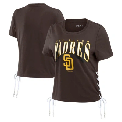 Wear By Erin Andrews Brown San Diego Padres Side Lace-up Cropped T-shirt