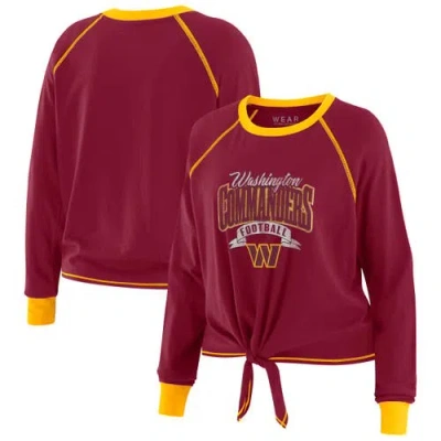 Wear By Erin Andrews Burgundy/gold Washington Commanders Tie-front Long Sleeve Top