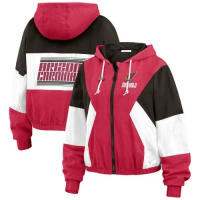 Wear By Erin Andrews Cardinal Arizona Cardinals Color Block Full-zip Windbreaker Jacket In Red