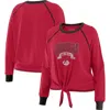 Wear By Erin Andrews Women's Cardinal/black Arizona Cardinals Plus Size Tie-front Long Sleeve Top In Red