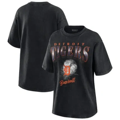 Wear By Erin Andrews Charcoal Detroit Tigers Oversized Boyfriend T-shirt In Black