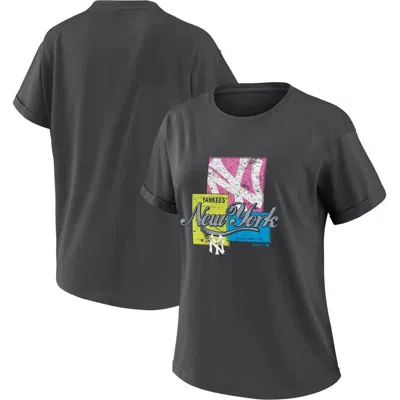 Wear By Erin Andrews Charcoal New York Yankees Domestic Box Color Boyfriend T-shirt