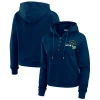 Wear By Erin Andrews College Navy Seattle Seahawks Waffle Hoodie Pullover Top In Blue