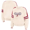 Wear By Erin Andrews Cream Alabama Crimson Tide Chenille Woven Patch Stripe Pullover Sweater In Cream