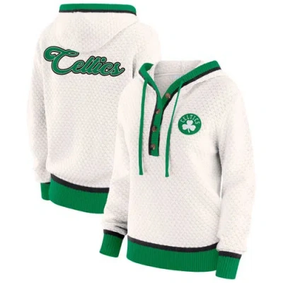 Wear By Erin Andrews Cream Boston Celtics Plus Size Hoodie Sweater In White