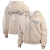 Wear By Erin Andrews Cream Golden State Warriors Plus Size Tonal Felt Patch Full-zip Hoodie In Cream