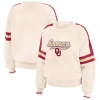 Wear By Erin Andrews Cream Oklahoma Sooners Chenille Woven Patch Stripe Pullover Sweater In Cream