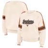 Wear By Erin Andrews Cream Texas Longhorns Chenille Woven Patch Stripe Pullover Sweater In Cream