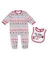 Wear By Erin Andrews Newborn New Jersey Devils Allover Print Full-zip Sleeper With Bib Christmas Set In White