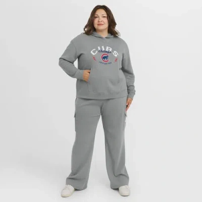 Wear By Erin Andrews Gray Chicago Cubs Plus Size Waffle-knit Long-sleeve Hoodie & Lounge Pant Set