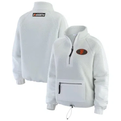 Wear By Erin Andrews Gray San Francisco Giants Polar Fleece Quarter-zip Jacket In White