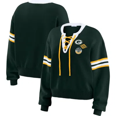Wear By Erin Andrews Green  Green Bay Packers Lace-up Sweater