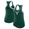 WEAR BY ERIN ANDREWS WEAR BY ERIN ANDREWS GREEN MICHIGAN STATE SPARTANS OPEN HOLE RAZORBACK TANK TOP