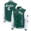 Wear By Erin Andrews Green Michigan State Spartans Varsity Full-snap Puffer Jacket In Green
