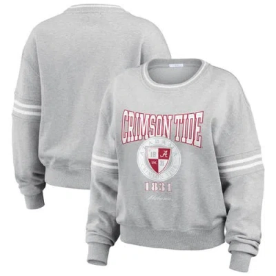Wear By Erin Andrews Heather Gray Alabama Crimson Tide Classic Stripe Pullover Sweater