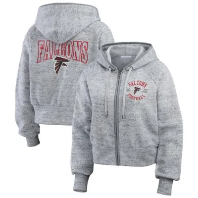Wear By Erin Andrews Heather Gray Atlanta Falcons Speckled Fleece Cropped Full-zip Hoodie