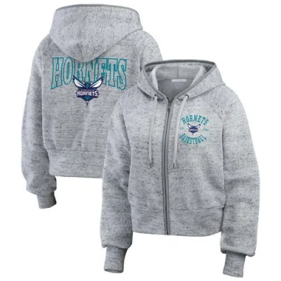 Wear By Erin Andrews Heather Gray Charlotte Hornets Speckled Radiator Full-zip Hoodie