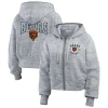 Wear By Erin Andrews Heather Gray Chicago Bears Speckled Fleece Cropped Full-zip Hoodie In Heather Gray