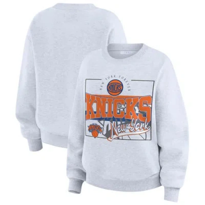 Wear By Erin Andrews Heather Gray New York Knicks Crew Neck Sweatshirt