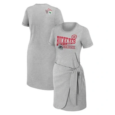 Wear By Erin Andrews Heather Gray Ohio State Buckeyes Knotted T-shirt Dress