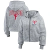 Wear By Erin Andrews Heather Gray Philadelphia Phillies Speckled Fleece Cropped Full-zip Hoodie In Heather Gray