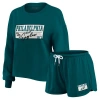 Wear By Erin Andrews Midnight Green Philadelphia Eagles Heavy Rugby Jersey Long Sleeve T-shirt & Sho In Green