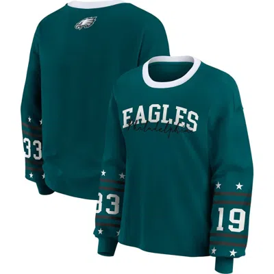Wear By Erin Andrews Midnight Green Philadelphia Eagles Plus Size Sport Long-sleeve T-shirt In Blue