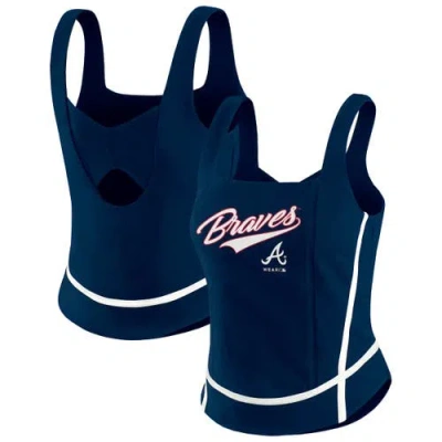 Wear By Erin Andrews Navy Atlanta Braves Square Neck Tank Top In Blue
